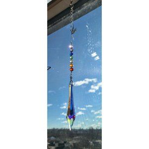 Handmade Crystal prism icicle 100AB suncatcher 4"